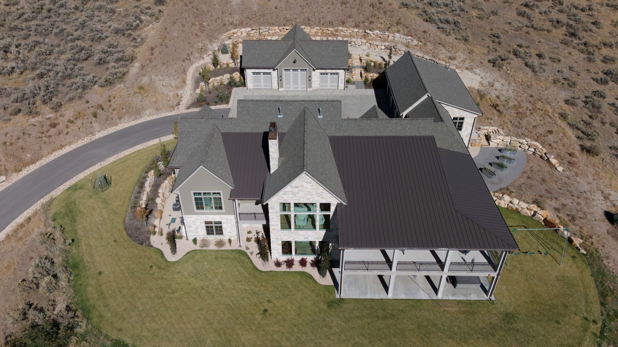 External Drone Shot of Custom Home by Conner Construction