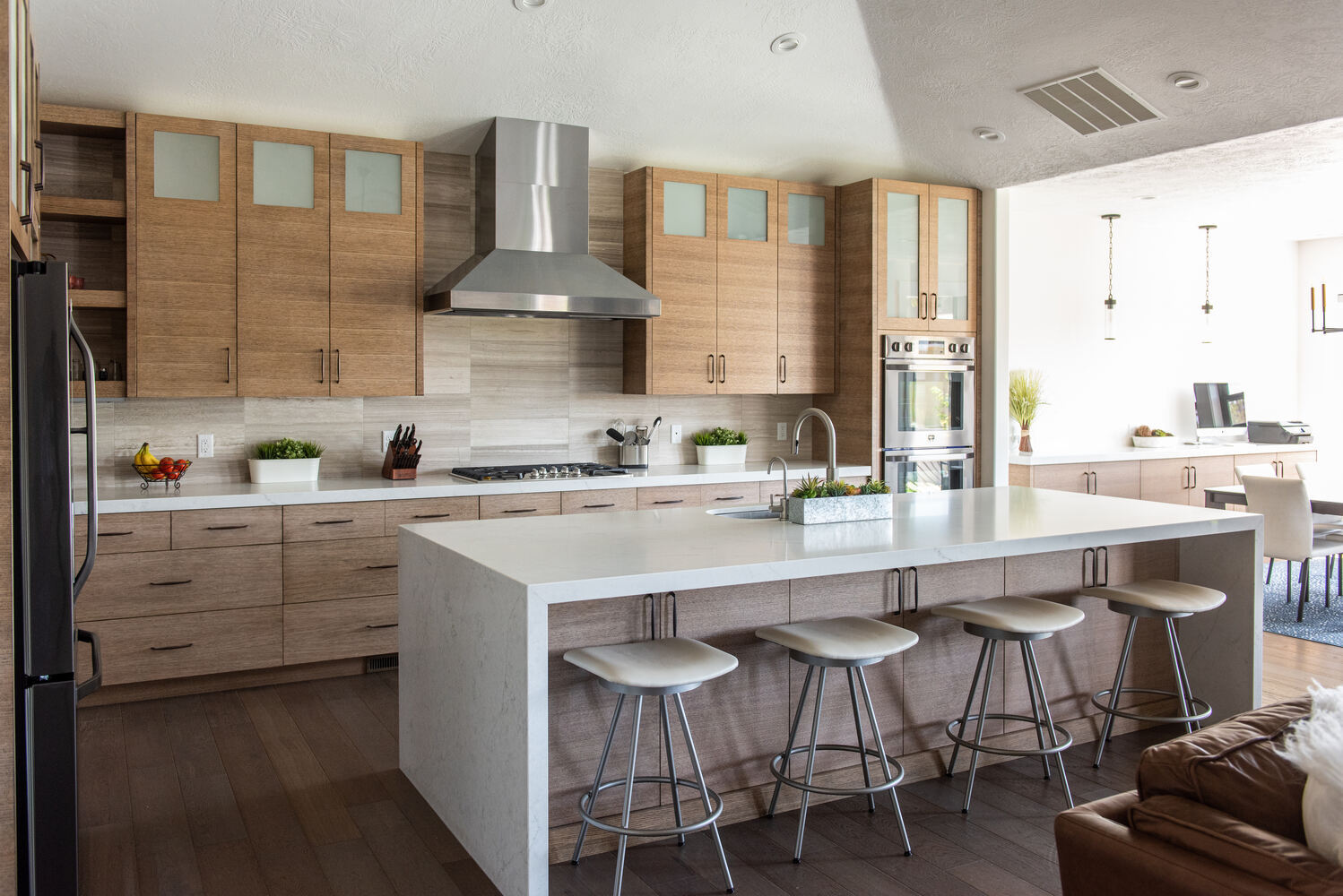 Spacious custom kitchen with large island built by Conner Construction Company in Lehi, Utah