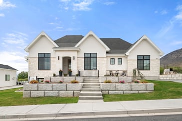 Modern custom home exterior with stone accents by Conner Construction Company in Pleasant Grove, Utah