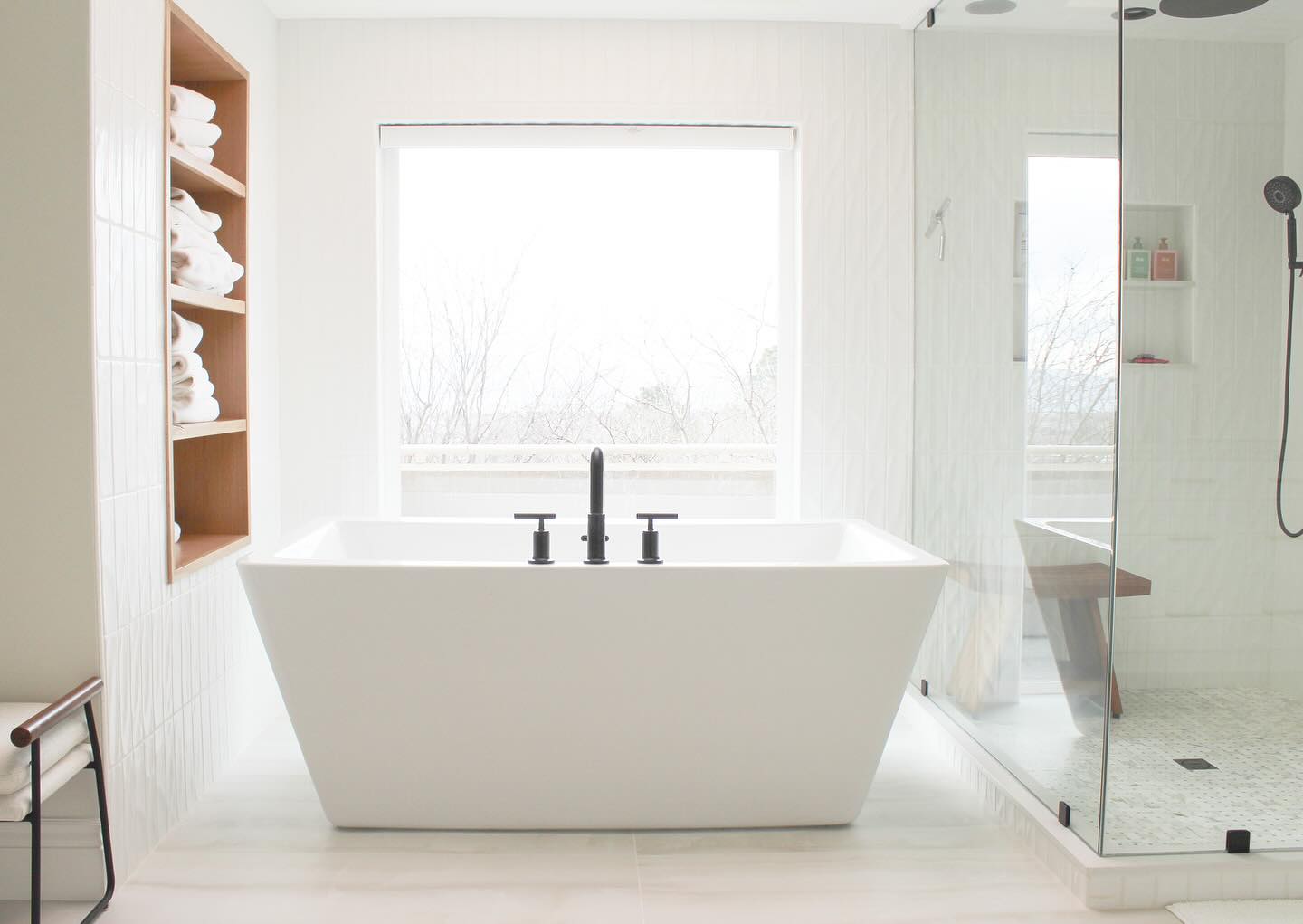 White bathtub in a bathroom